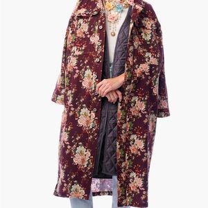 Aratta Burgundy Floral Utility Jacket, NWT